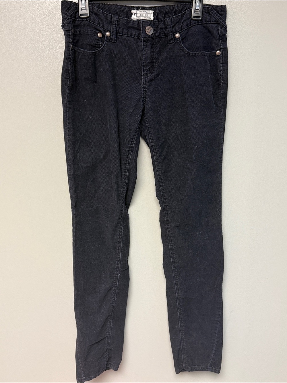 Free People Black Corduroy Pants Women’s 30 Straight Leg 31" Inseam FP